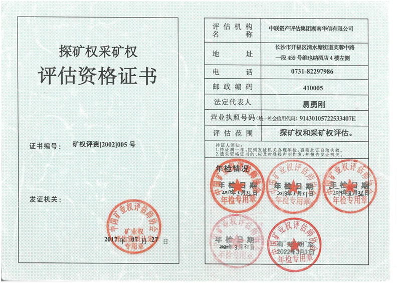探礦權采礦權評估資格證